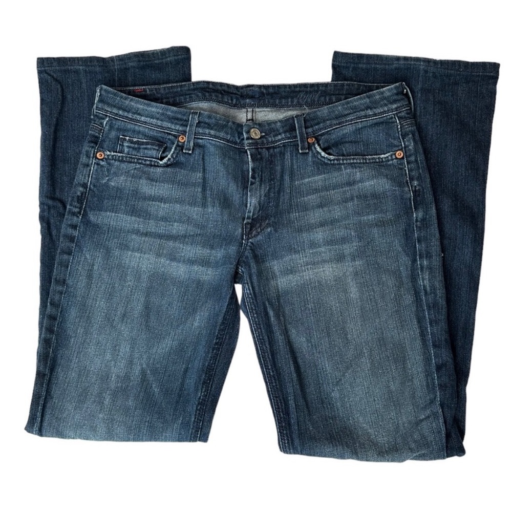 7 For All Mankind Pants Womens 31 Blue Denim Jeans Bootcut Rhinestone Detail